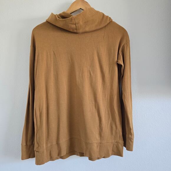 Kate Quinn Organic Cotton Cowl Neck Top Camel Brown Size M Long Sleeves - Picture 4 of 7